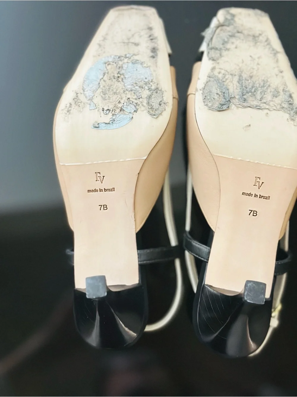 Frances Valentine Tri-Color Slingback Pumps in Beige, Black & White - Picture 8 of 8